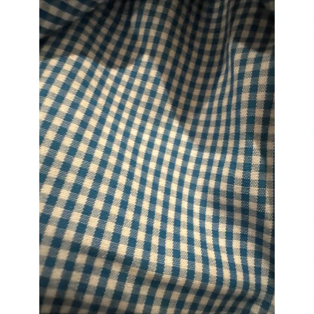 Banana Republic Non-iron Slim Fit Long Sleeve Mens Shirt L 16.5x33 Blue Check